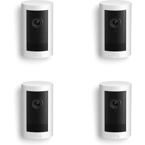 Ring Outdoor Camera Plus 2K Battery Powered 4-Pack Security Camera - White