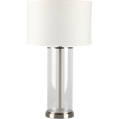 Cafe Lighting & Living Left Bank Table Lamp - Nickel with White Shade