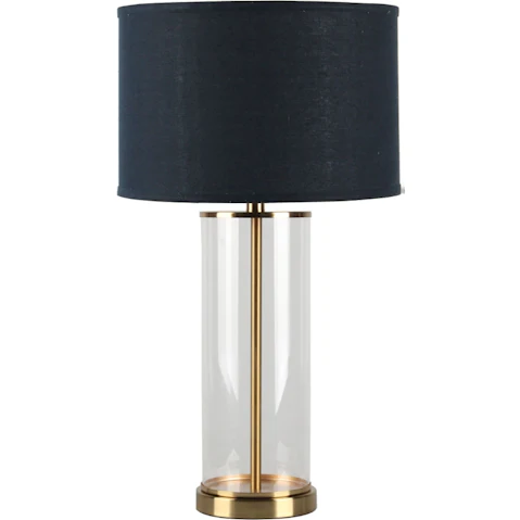 Cafe Lighting & Living Left Bank Table Lamp - Brass with Navy Shade