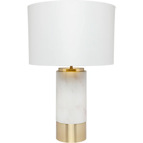 Cafe Lighting & Living Paola Marble Table Lamp - White with White Shade