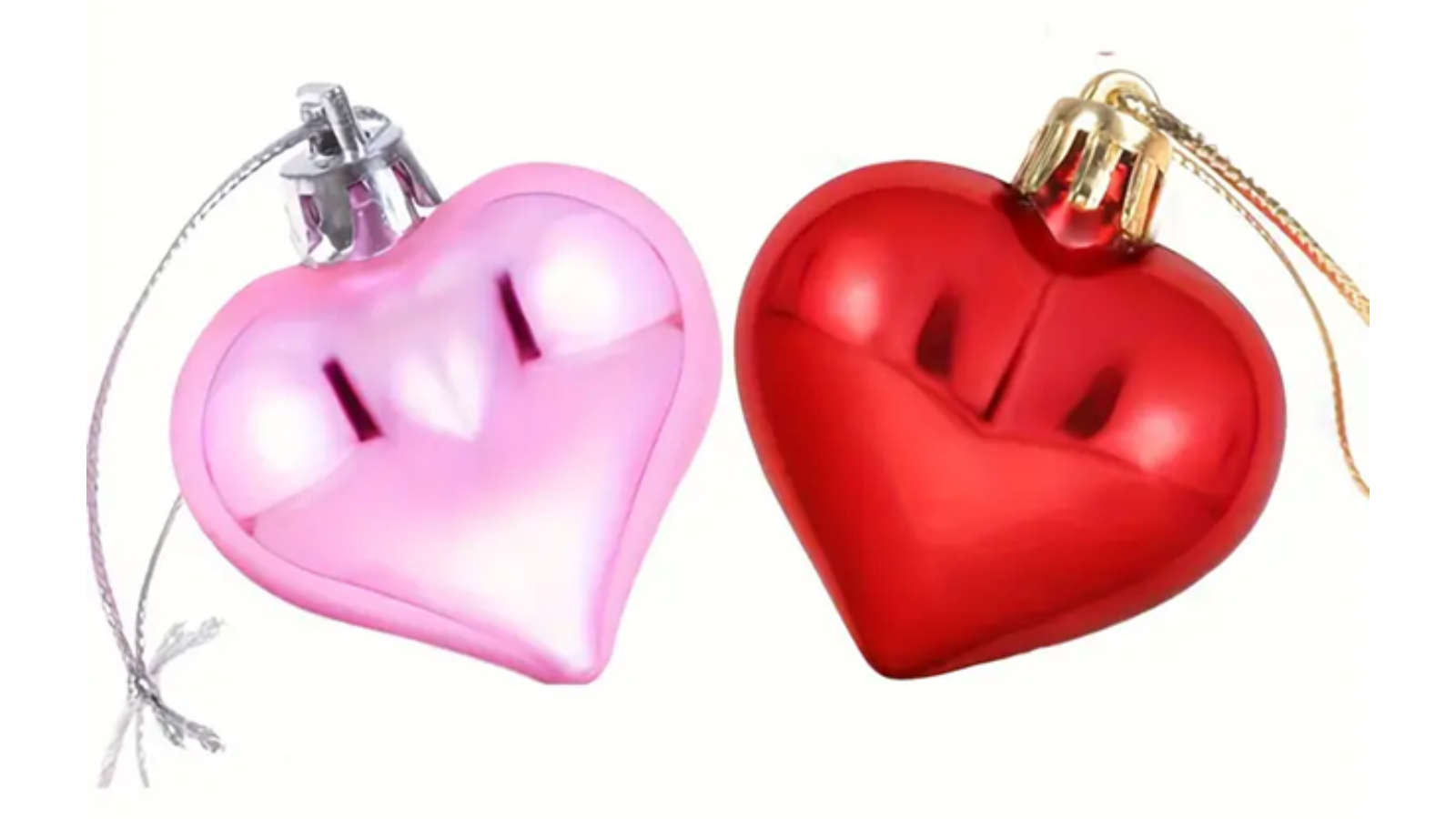 TM 36 Piece Heart Shaped Ornament Set - Pink and Red