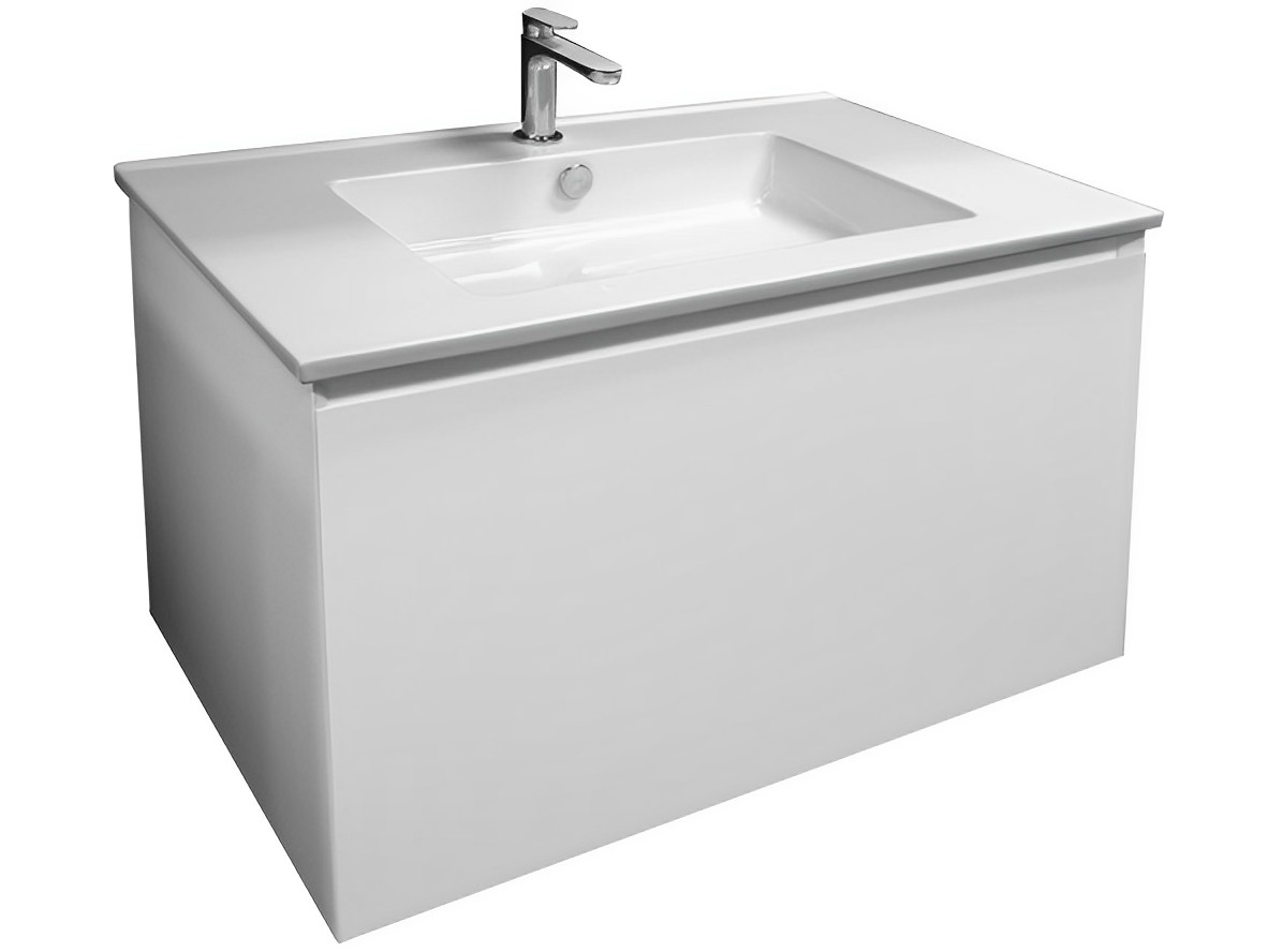 Parisi Forty Five 800mm Wall Mounted Cabinet with Ceramic Top - Gloss White
