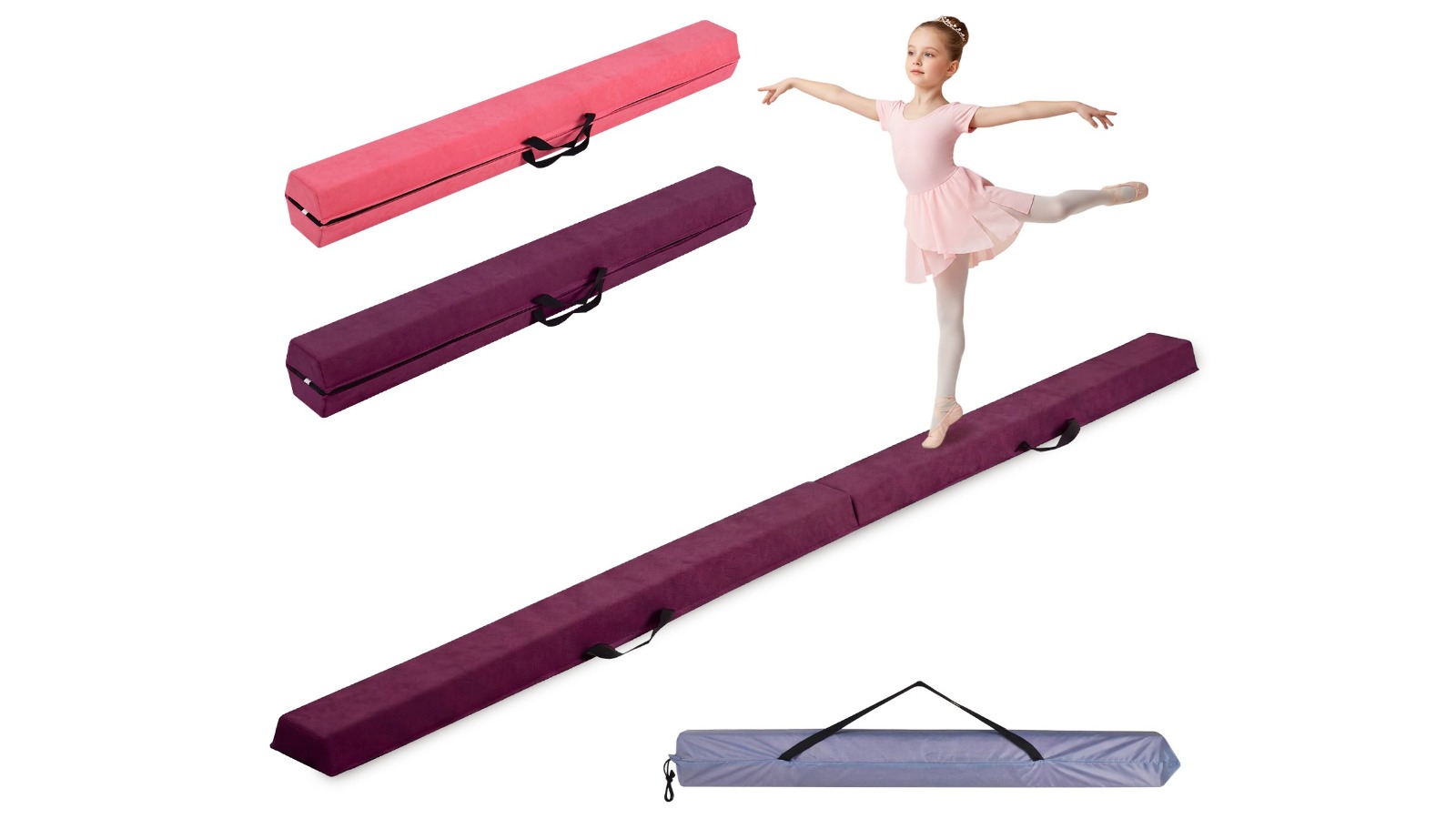 Advwin 8ft Folding Balance Beam for Kids with 70kg Capacity - Purple