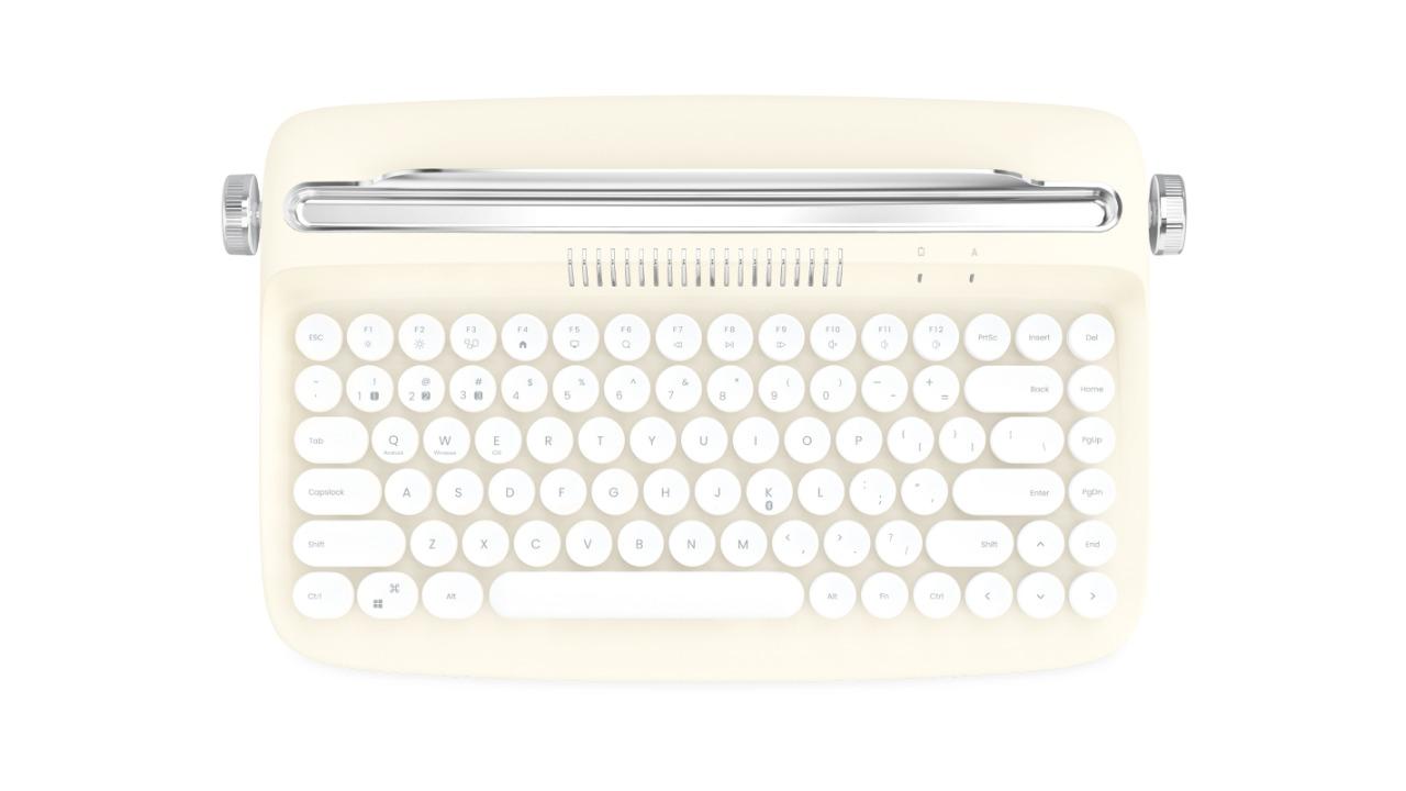 TODO 84 Key Mac Win Android BT 5.0 Retro Wireless Keyboard Tablet Holder - Ivory