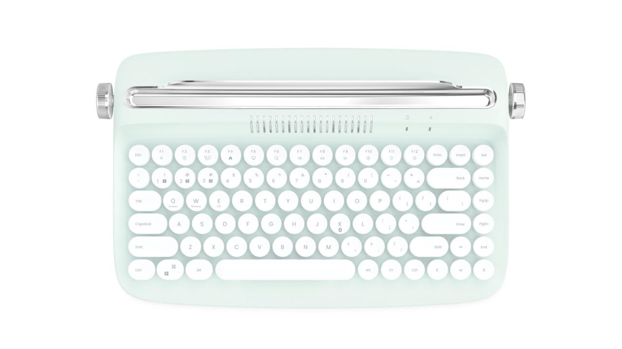 TODO 84 Key Mac Win Android BT 5.0 Retro Wireless Keyboard Tablet Holder - Green Mint