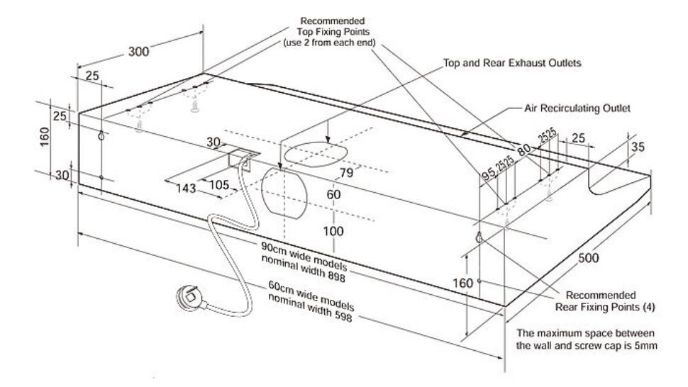 Westinghouse 60cm Fixed Universal Rangehood Harvey Norman