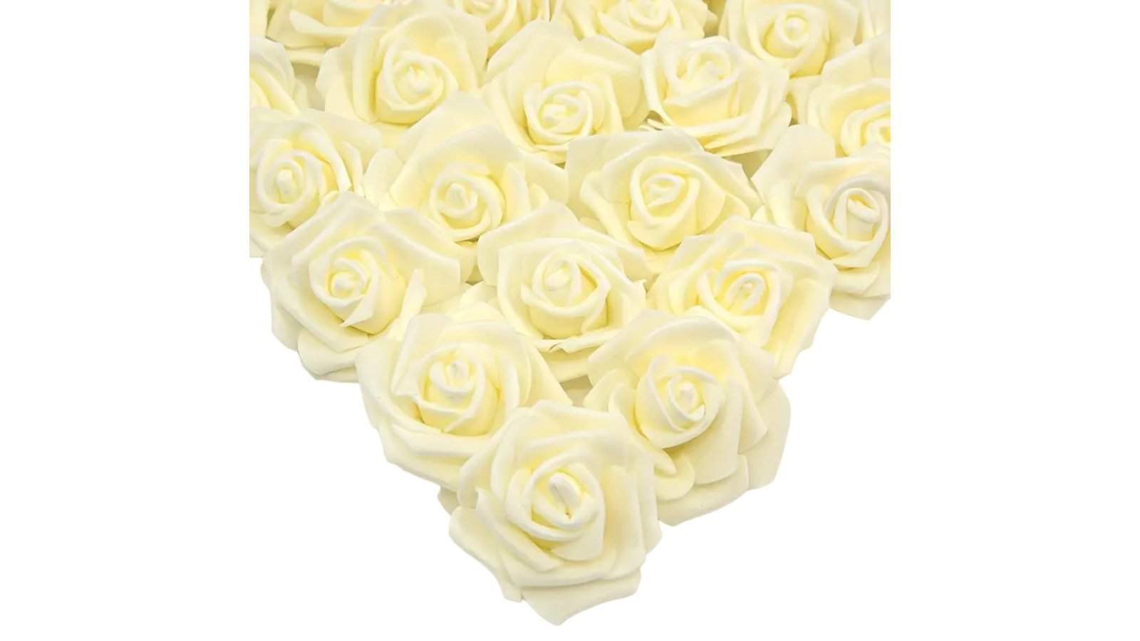 TM 50 Piece Artificial Foam Rose Flower Head - Ivory