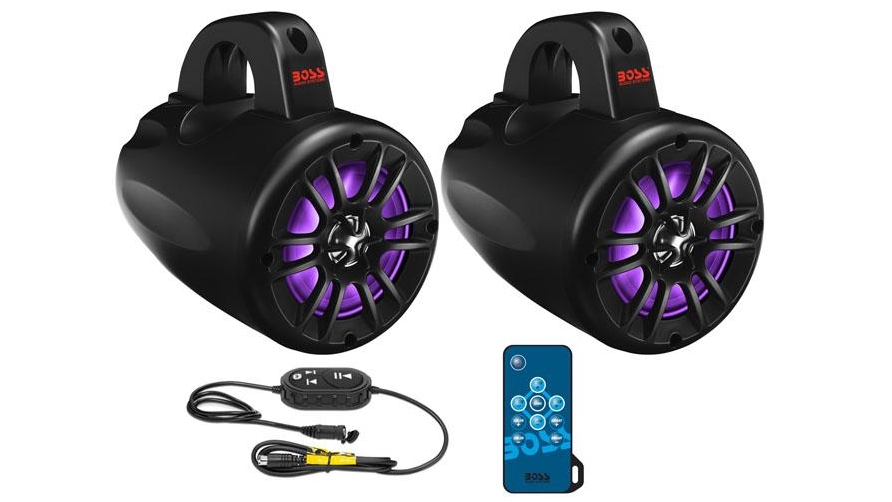 Boss Audio 500 Watts Marine Boat Amplified Bluetooth RGB Speakers - 4 inch