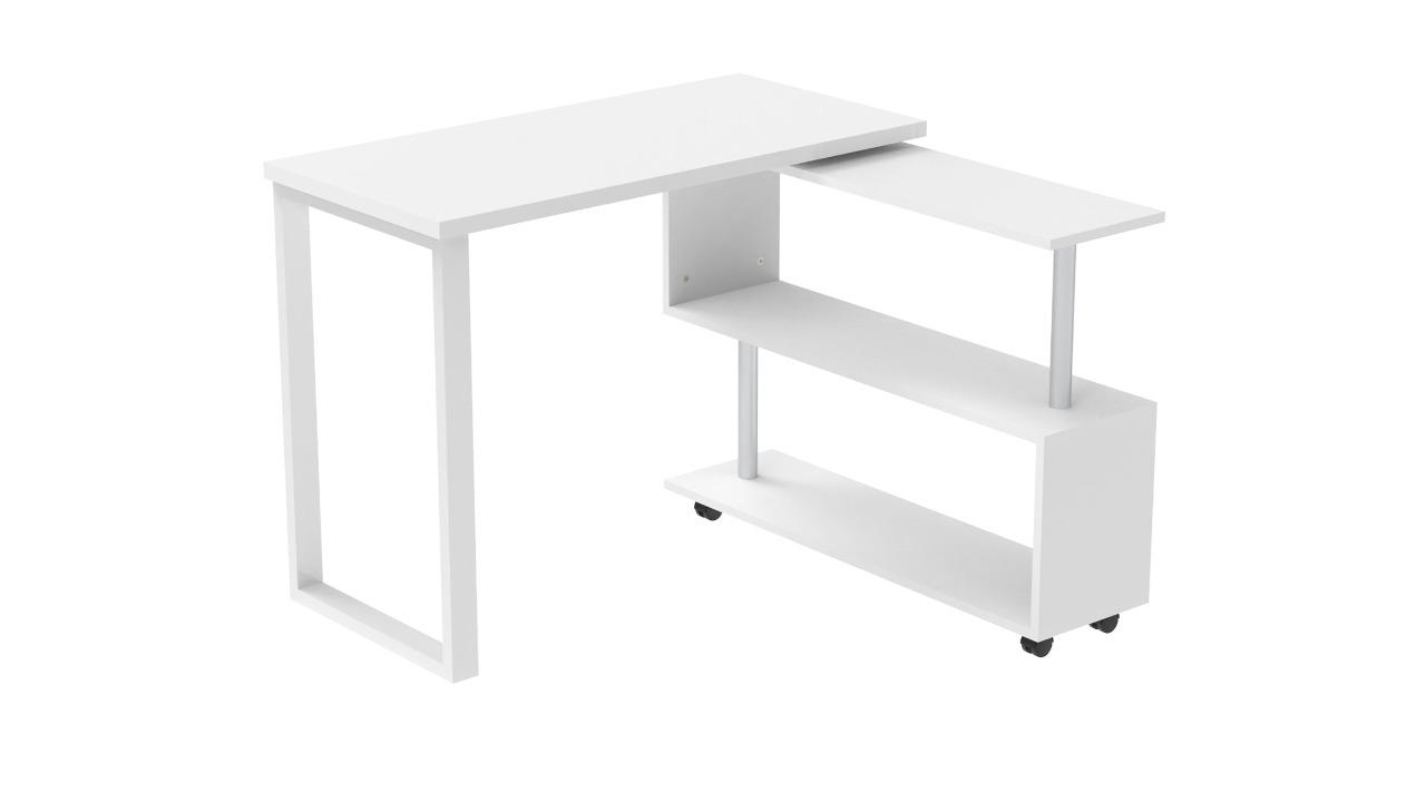 Advwin White L-Shape Computer Office Desk