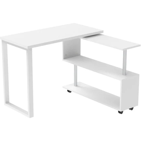 Advwin White L-Shape Computer Office Desk