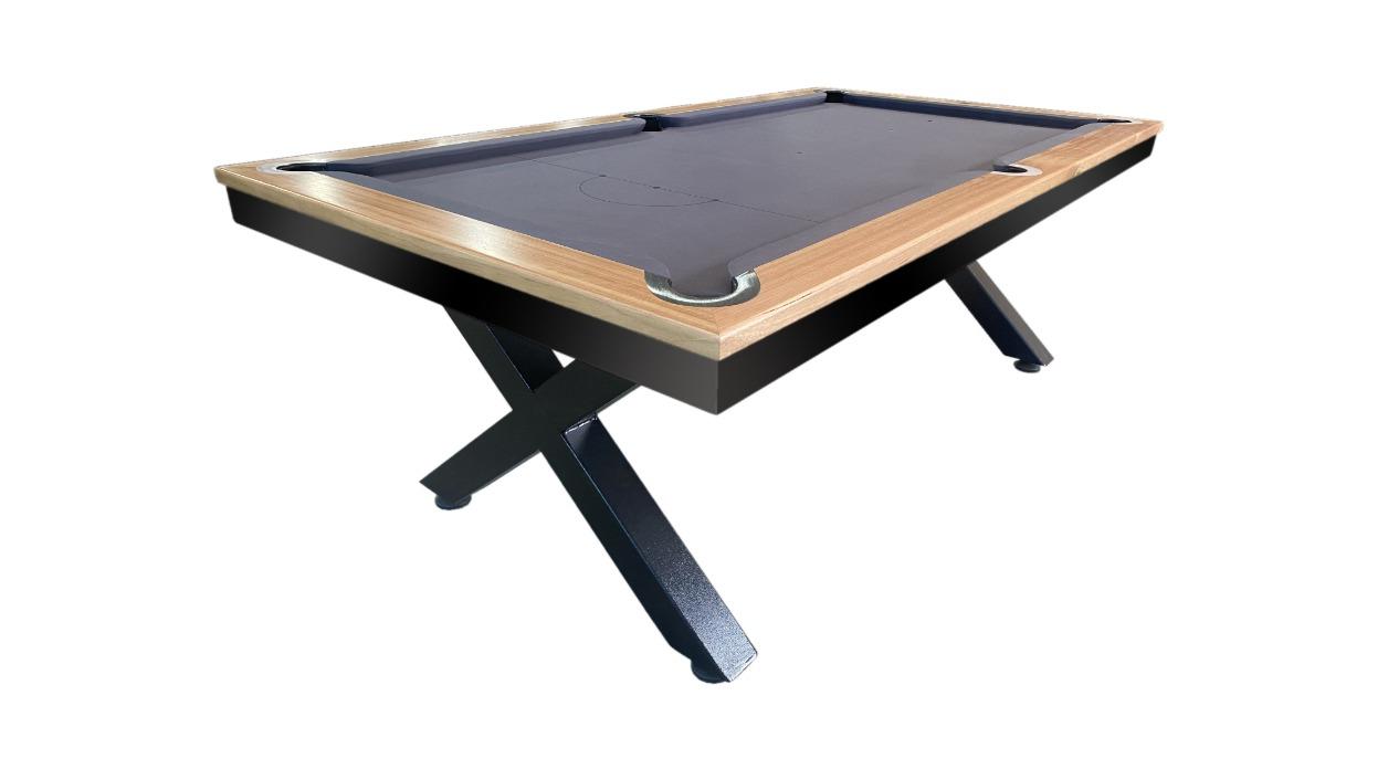All Table Sports 7ft Tassie Oak Top Rail Slate Kings Cross Pool Billiards Table - Charcoal Felt (Upstairs Downstairs Drop Off)