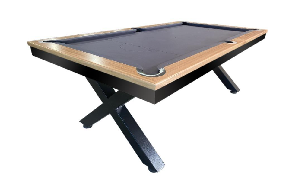 All Table Sports 7ft Tassie Oak Top Rail Slate Kings Cross Pool Billiards Table - Charcoal Felt
