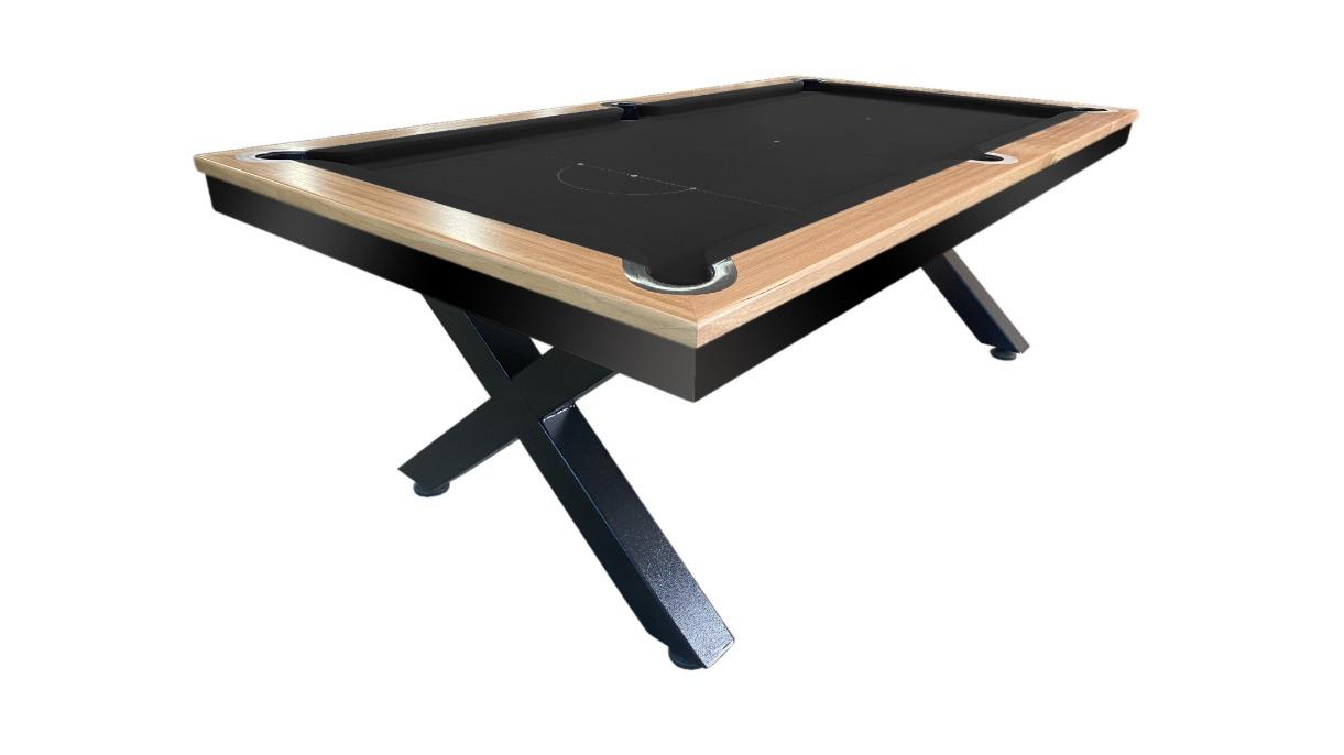 All Table Sports 8ft Tassie Oak Top Rail Slate Kings Cross Pool Billiards Table - Black Felt (Upstairs Downstairs Drop Off)