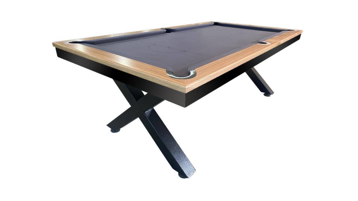 All Table Sports 8ft Tassie Oak Top Rail Slate Kings Cross Pool Billiards Table - Charcoal Felt (Upstairs Downstairs Drop Off)