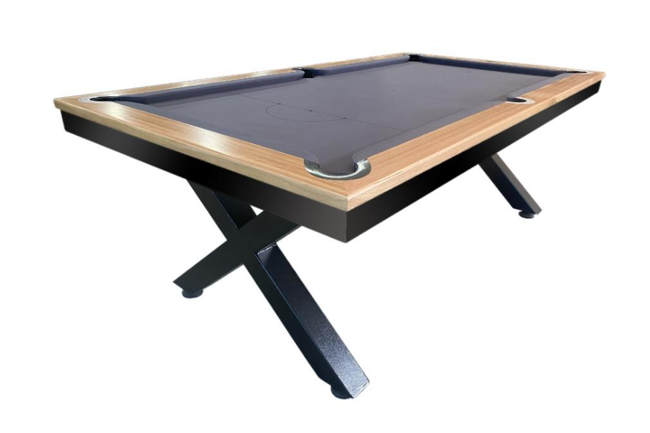All Table Sports 8ft Tassie Oak Top Rail Slate Kings Cross Pool Billiards Table - Charcoal Felt