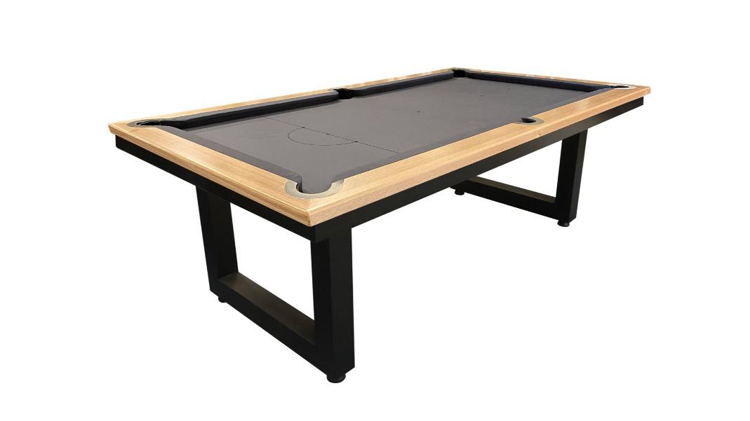 All Table Sports 8ft Tassie Oak Top Rail Slate Odyssey Pool Billiards Table - Charcoal Felt (Upstairs Downstairs Drop Off)