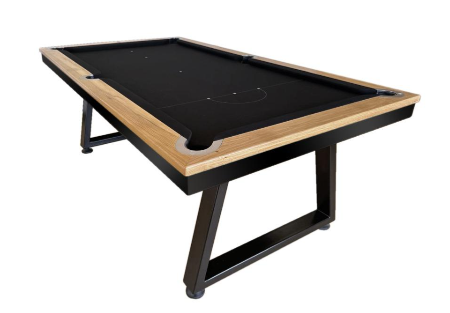 All Table Sports 8ft Tassie Oak Top Rail Slate Saga Pool Billiards Table - Black Felt