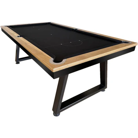 All Table Sports 8ft Tassie Oak Top Rail Slate Saga Pool Billiards Table - Black Felt