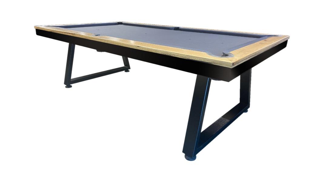 All Table Sports 8ft Tassie Oak Top Rail Slate Saga Pool Billiards Table - Charcoal Felt (Upstairs Downstairs Drop Off)