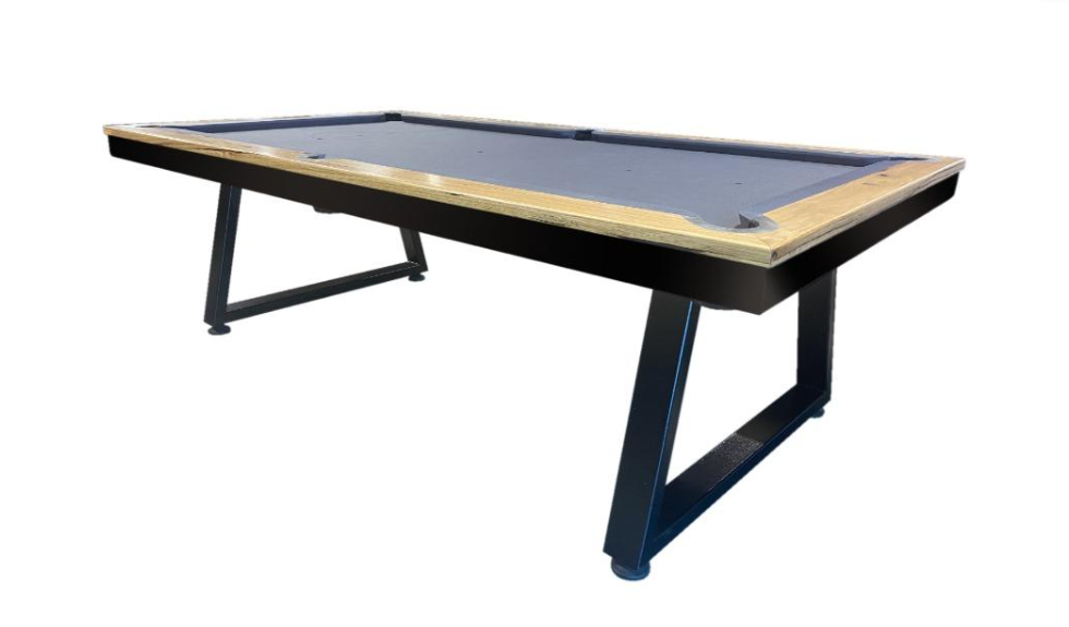 All Table Sports 8ft Tassie Oak Top Rail Slate Saga Pool Billiards Table - Charcoal Felt