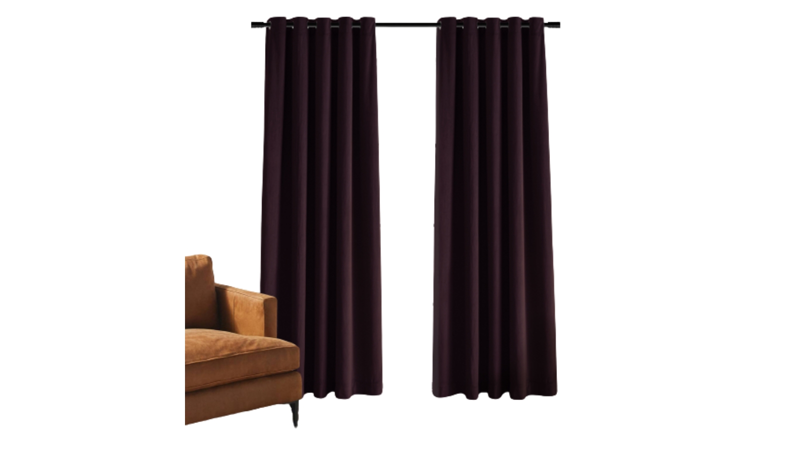 Cadence and Co Aubergine Byron Matte Velvet Curtains Twin Pack - 135 x 223cm