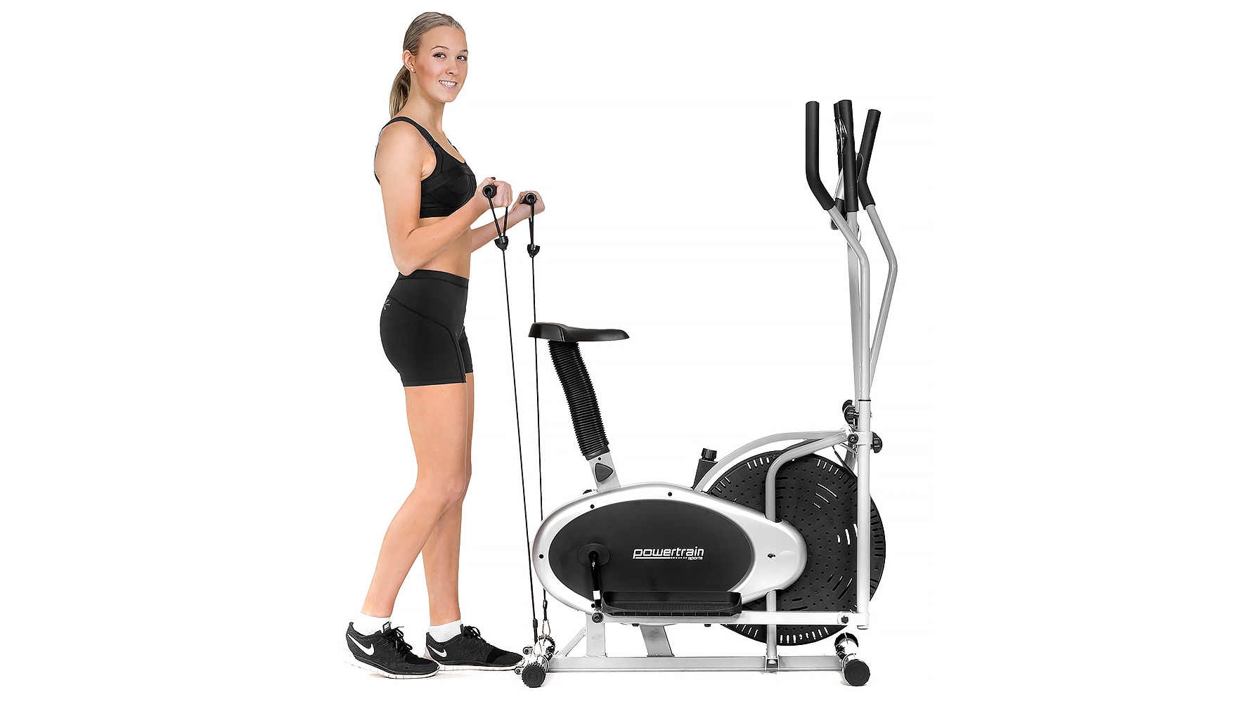 PowerTrain 3in1 Elliptical Bike Silver Harvey Norman