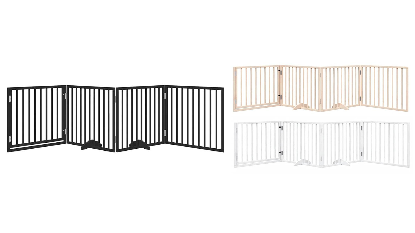 vidaXL 4-Panel Poplar Wood 320cm Dog Gate with Foldable Door