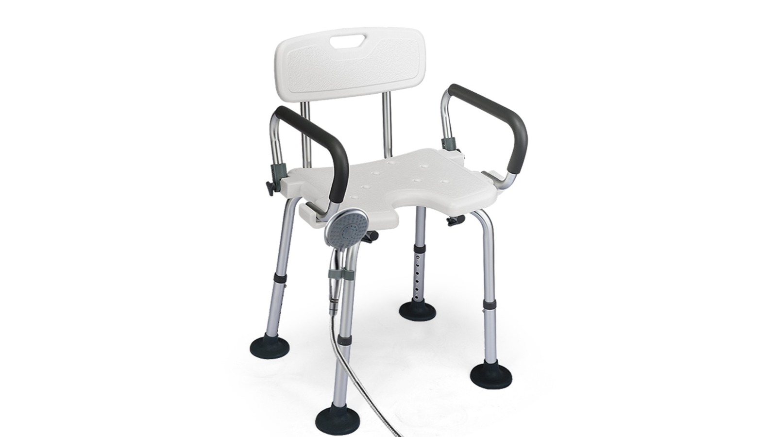 Costway Height Adjustable Shower Chair with Armrest and Buckle