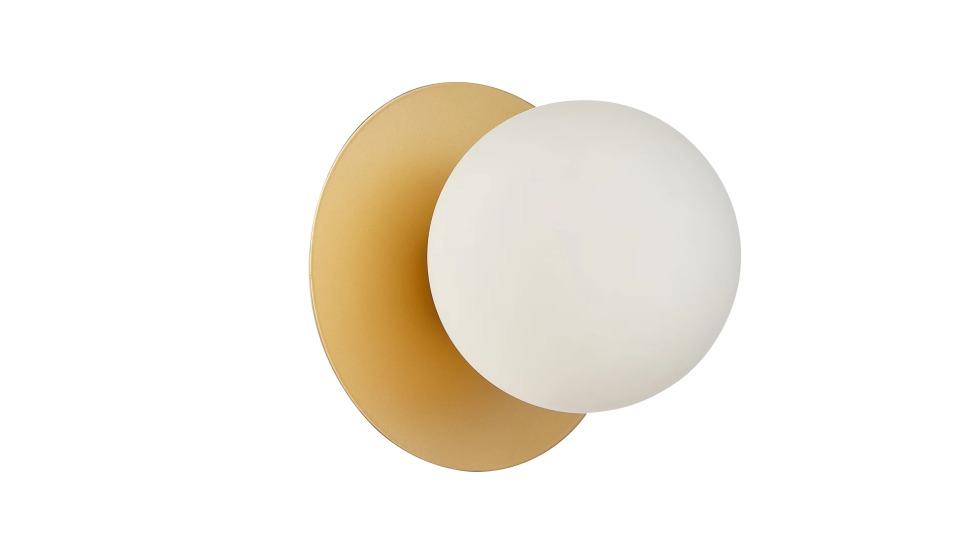 Balle Wall Light Interior Surface Mount Round Opal Diffuser with Round Base - Gold