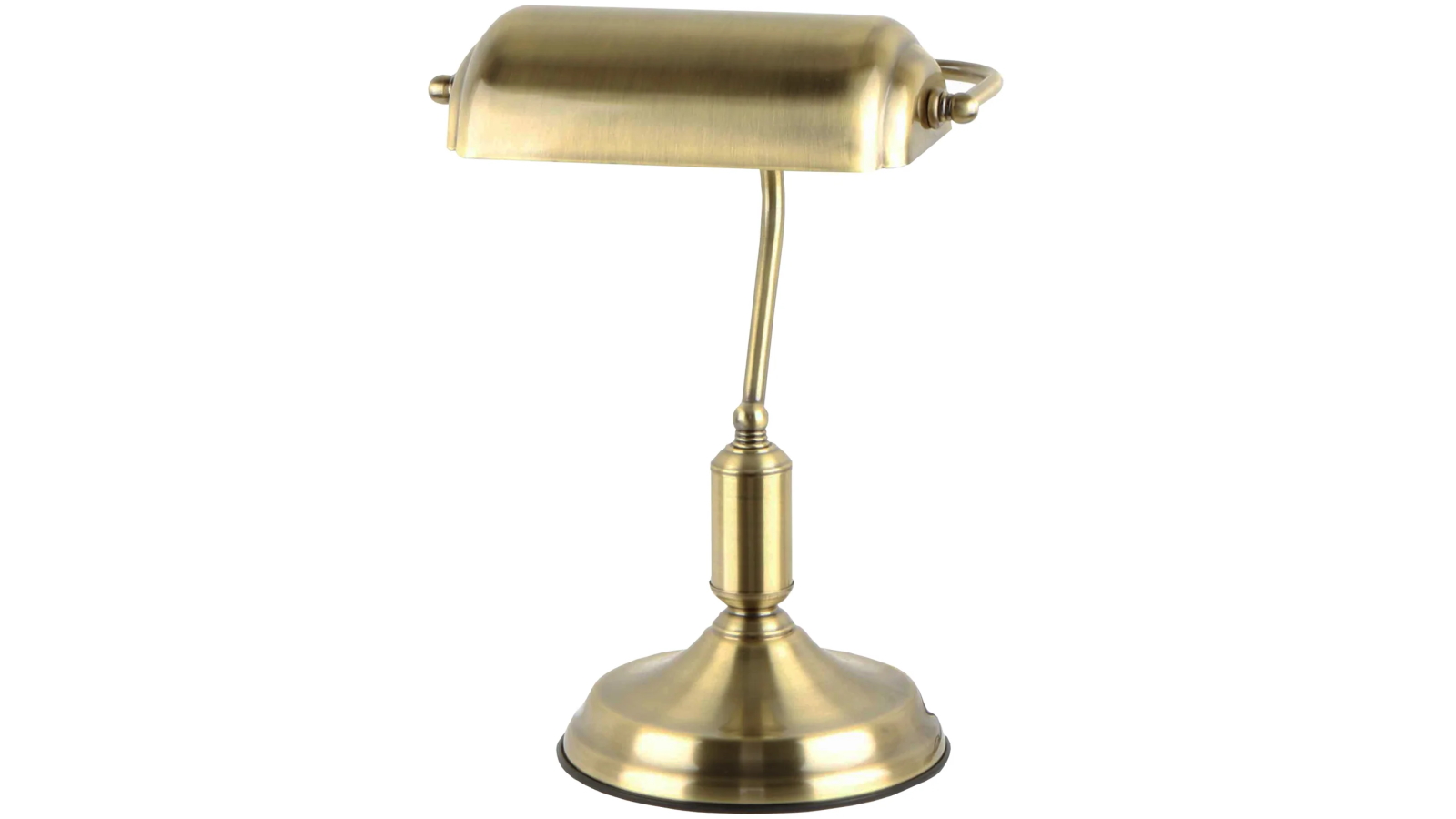 Interior Antique Brass Banker Lamp with Cylindrical Shade