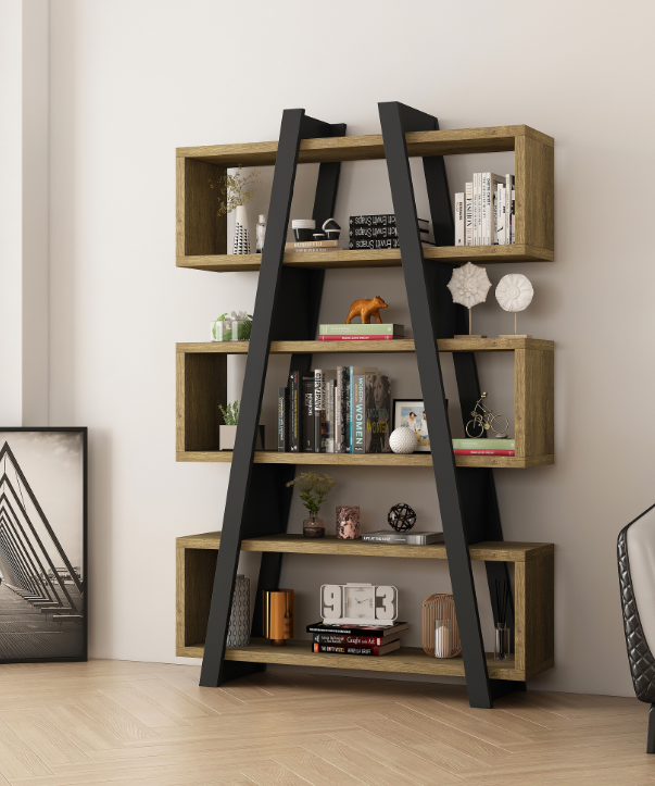 Banksia Bookcase - Dark Oak/Black