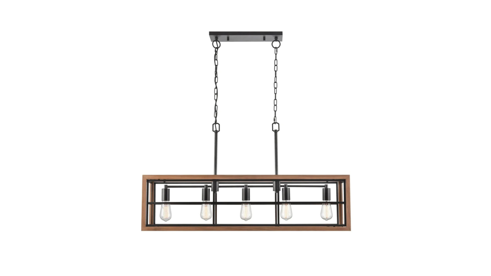 BANQUET Rectangular Pendant Light - Medium Oak Wood