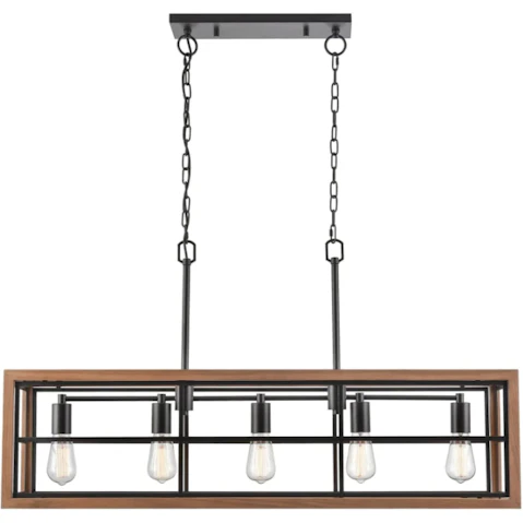 BANQUET Rectangular Pendant Light - Medium Oak Wood