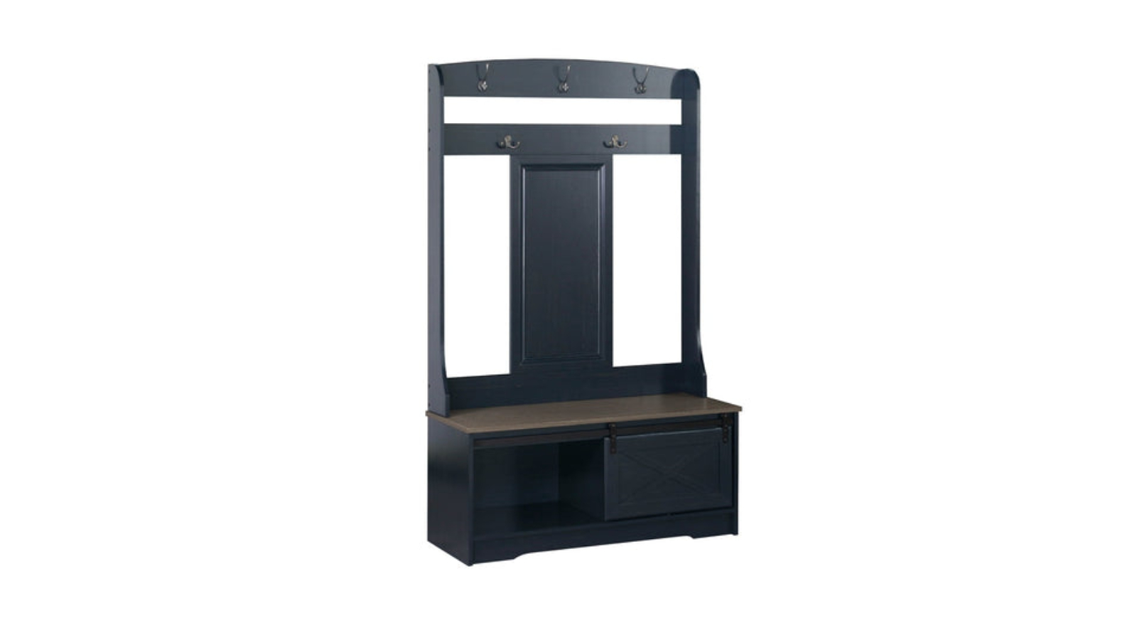 Maestro Furniture Large Cabinet Barndoor Modern Coat Hall Tree Shoe Rack - Antique Black