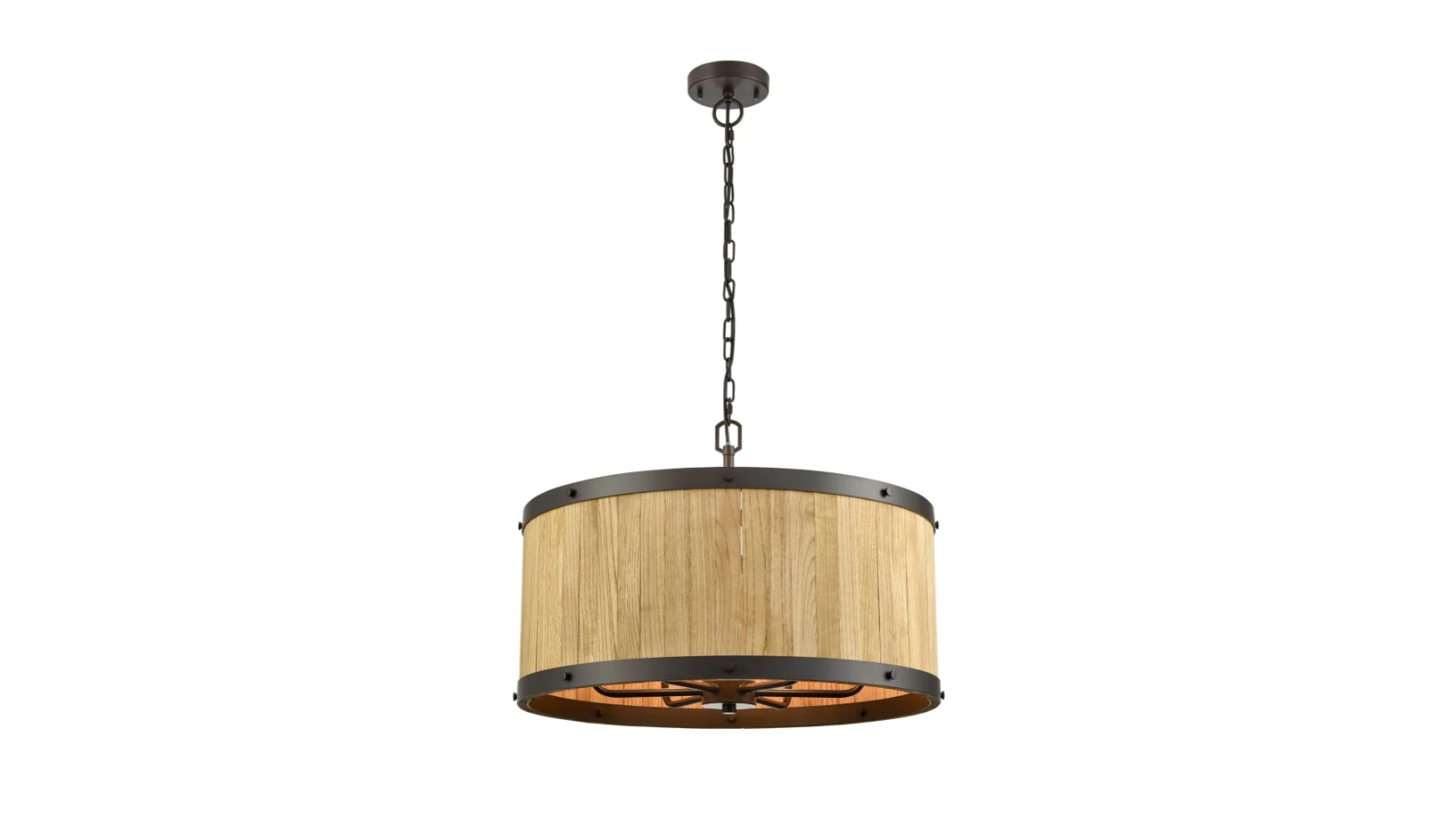 BARRIQUE Drum Pendant Light - Natural Wood