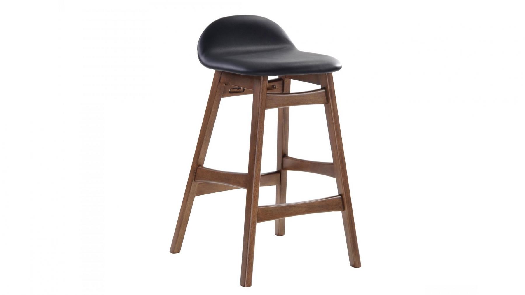Enzo Bar Stool Walnut Leg Black Harvey Norman