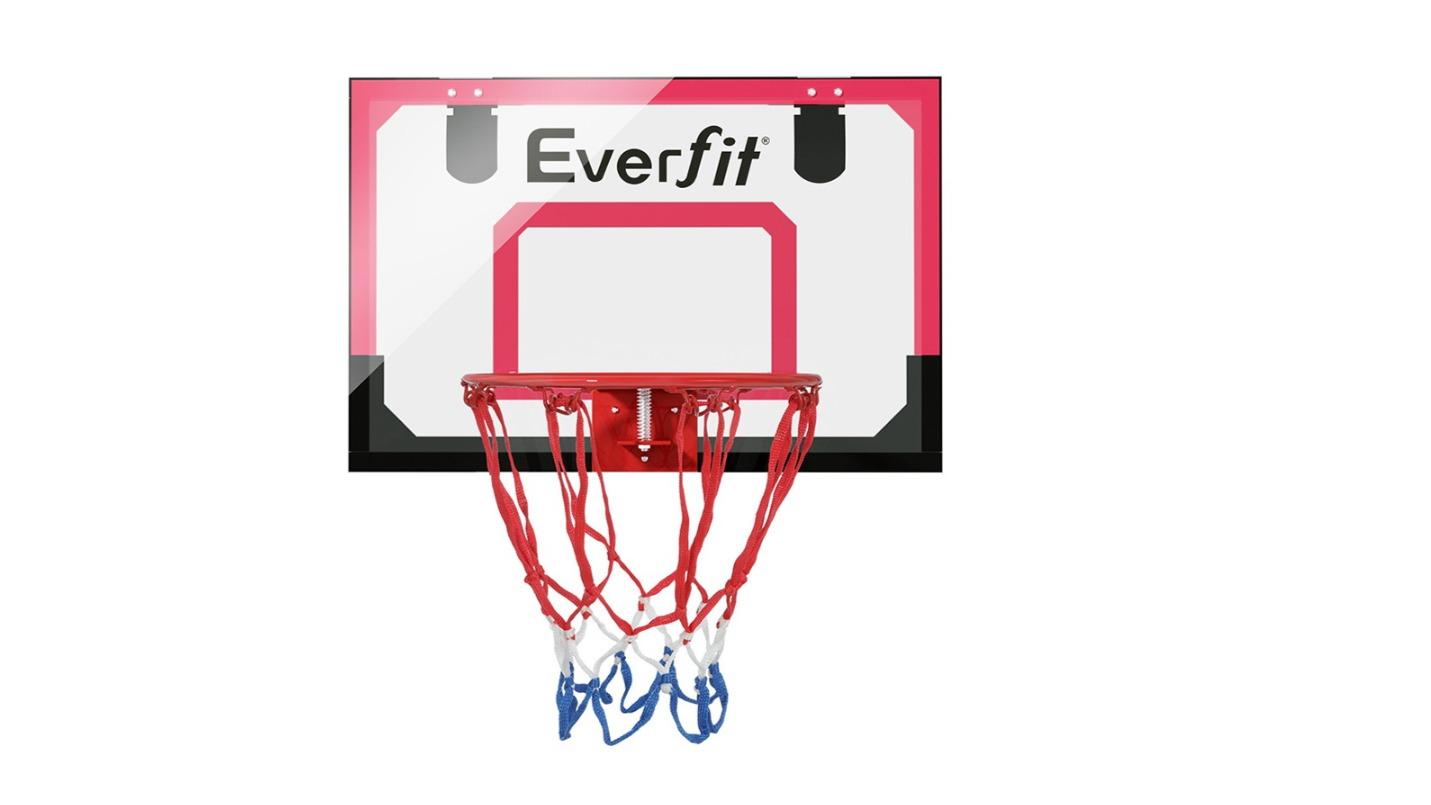 Everfit Indoor Mini Basketball Hoop Door Wall Mounted Kids Sports Backboard - Red