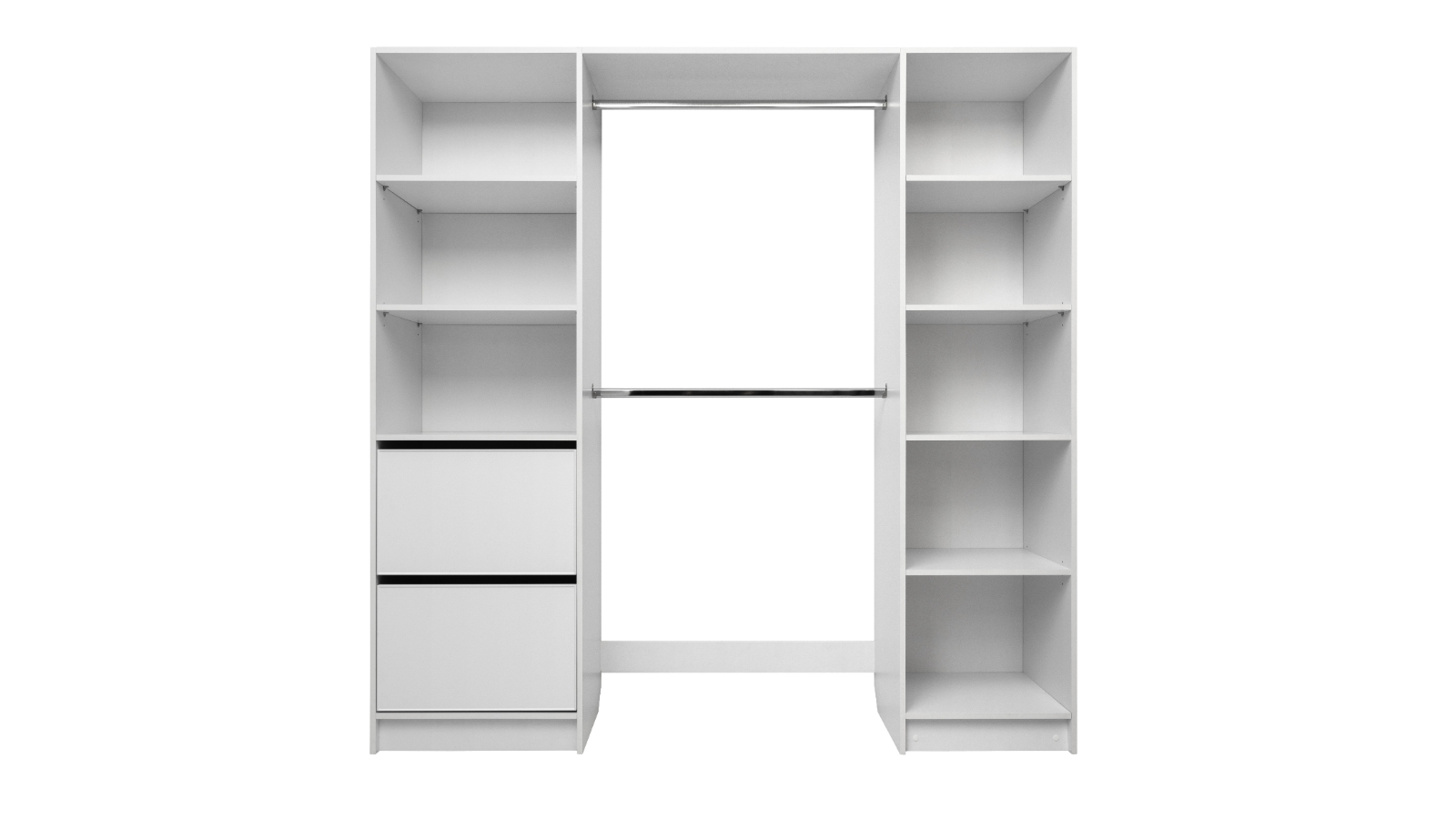 European Cabinetry 2metre Slim Shaker Panel Basel Walk-in Wardrobe Kit - White