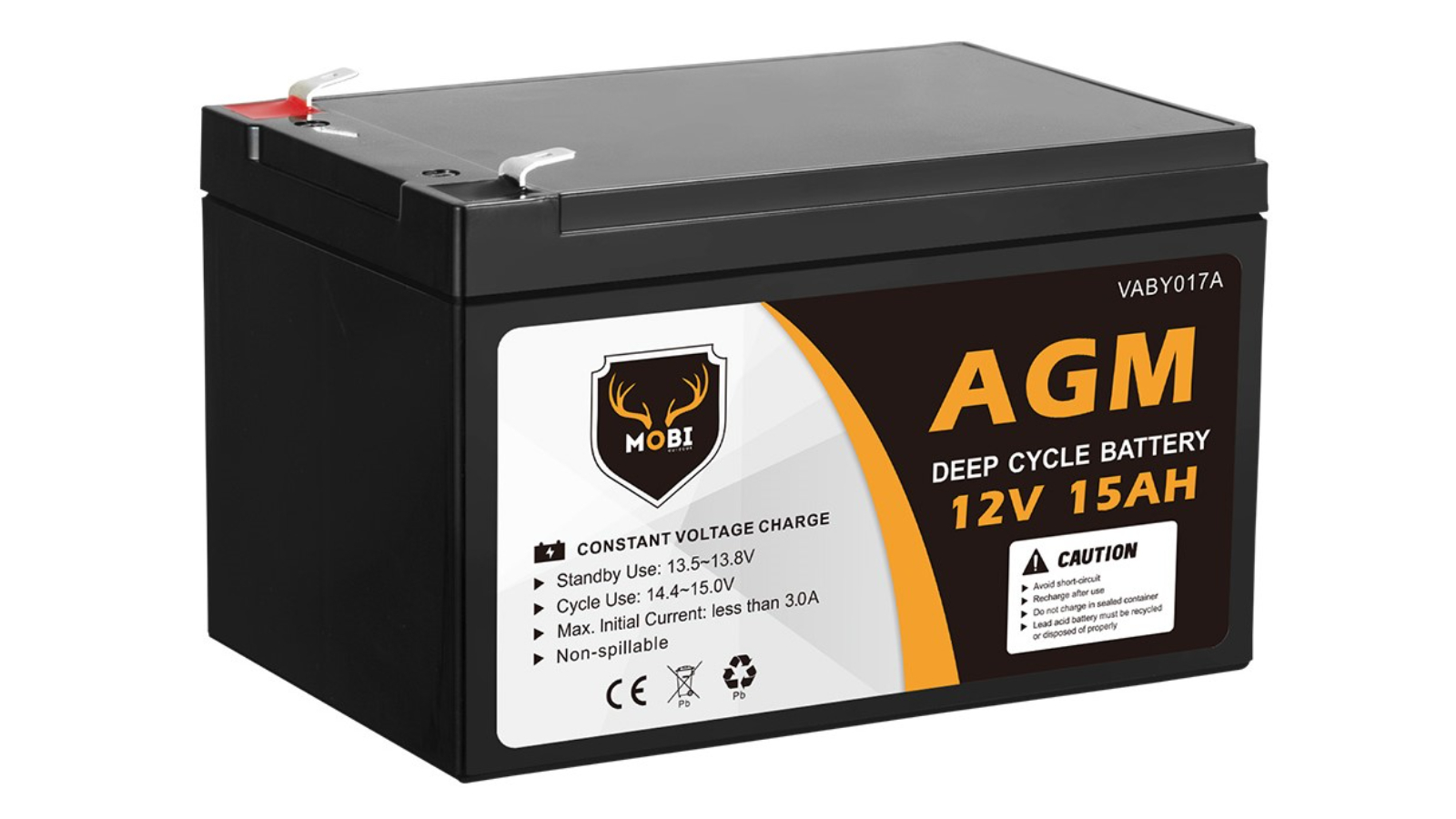 Mobi 15AH 12V AGM Battery Deep Cycle Camping
