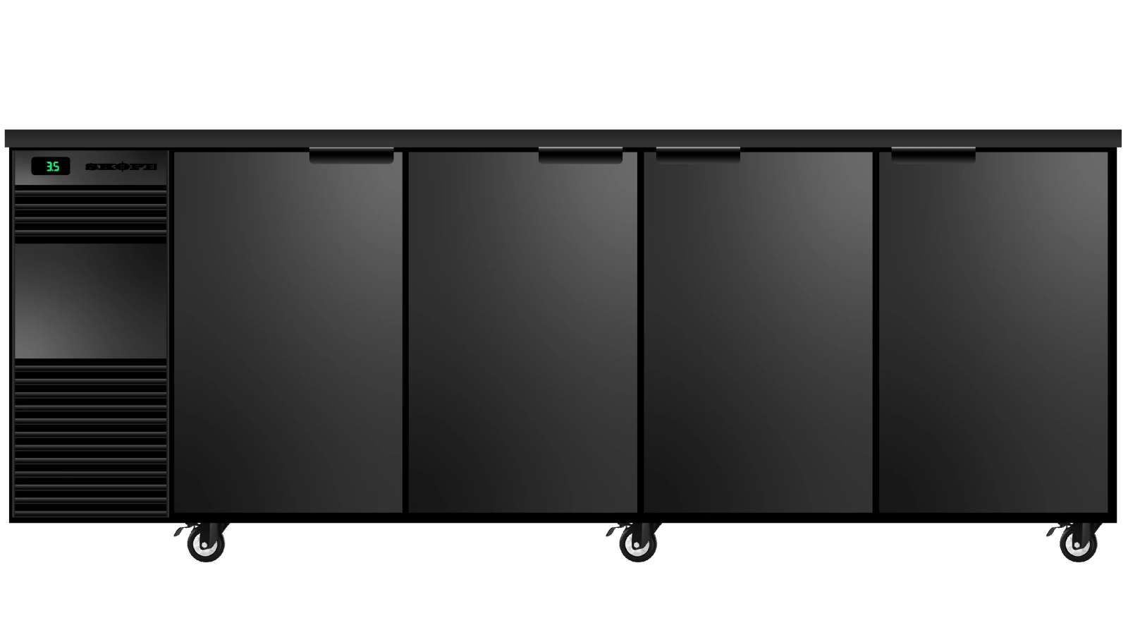 Skope BackBar 4 Solid Swing Door Fridge - Black