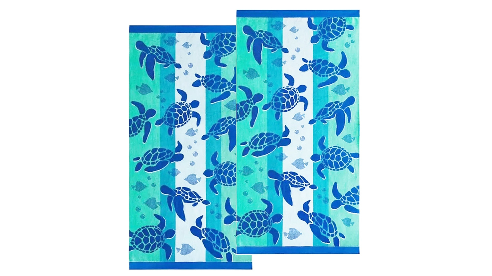 Renee Taylor Pack of 2 Jacquard Velour Kids Beach Towel - Sealife Turtles
