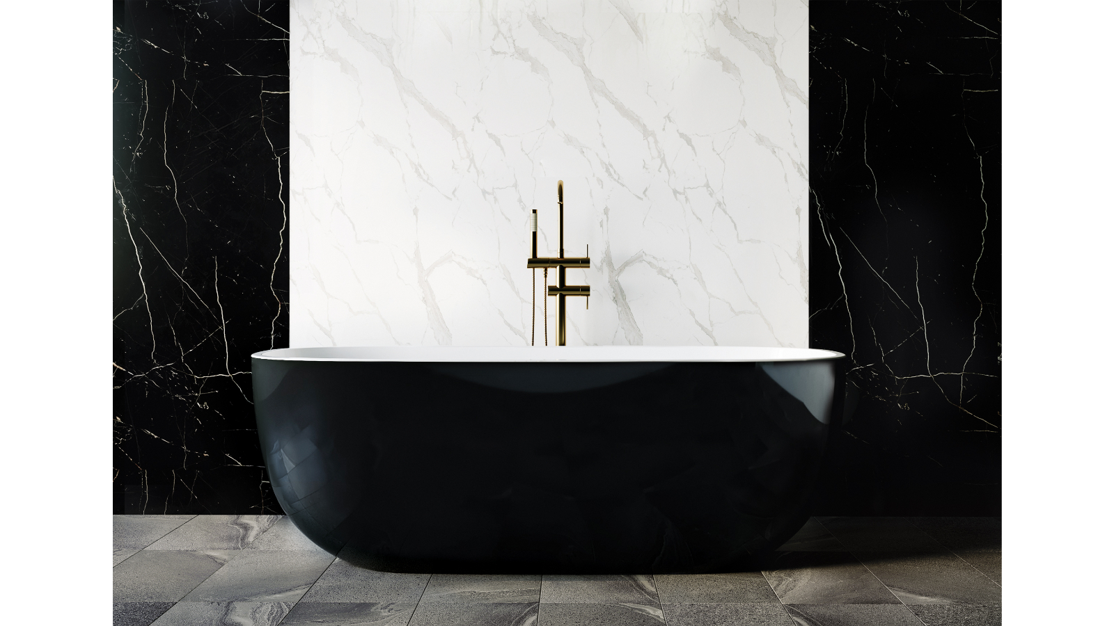 BelBagno Sapphire 1650mm Freestanding Bath - Black Acrylic