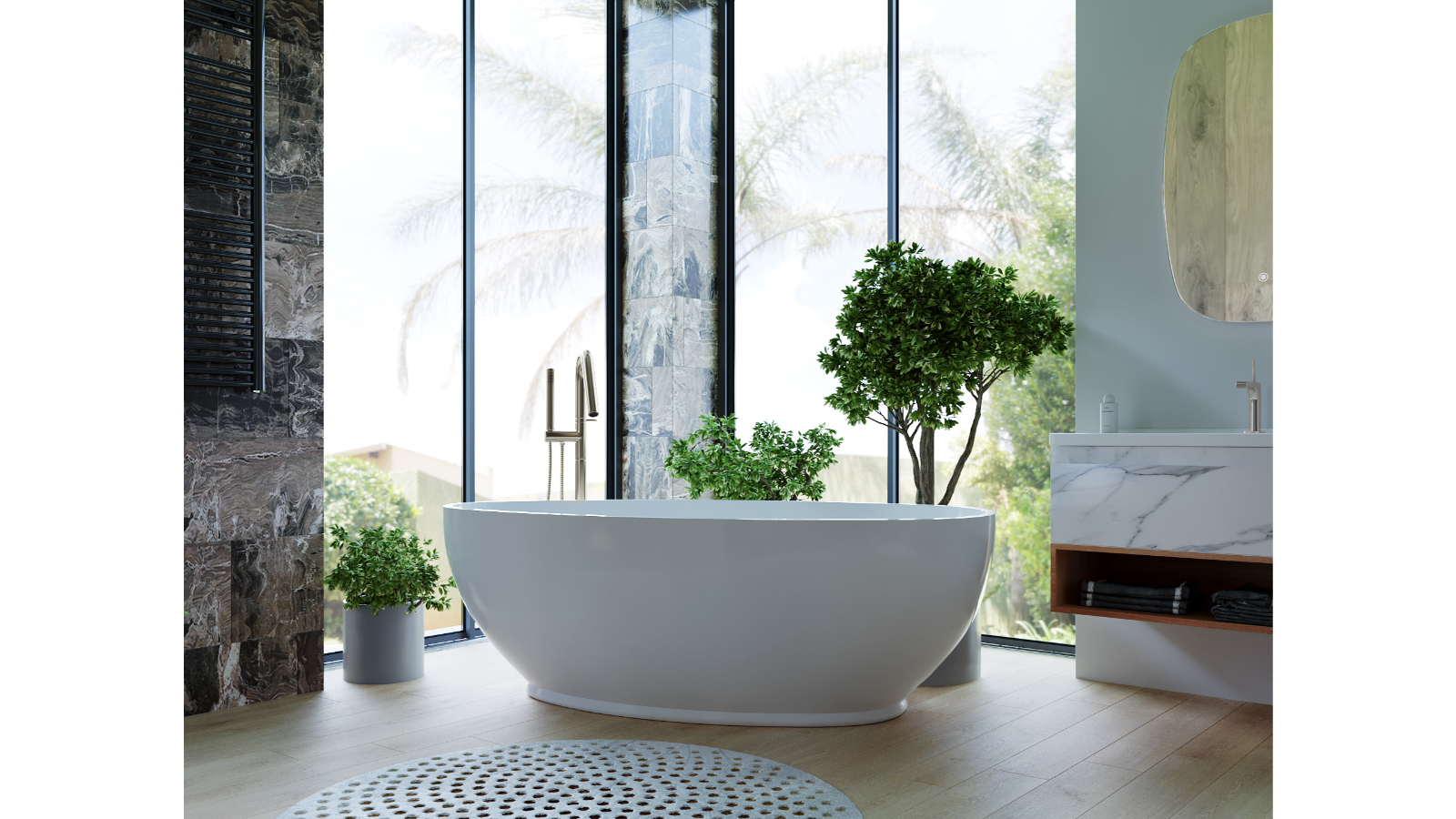 BelBagno Aveo 1700mm Freestanding Bath - Semi Gloss White