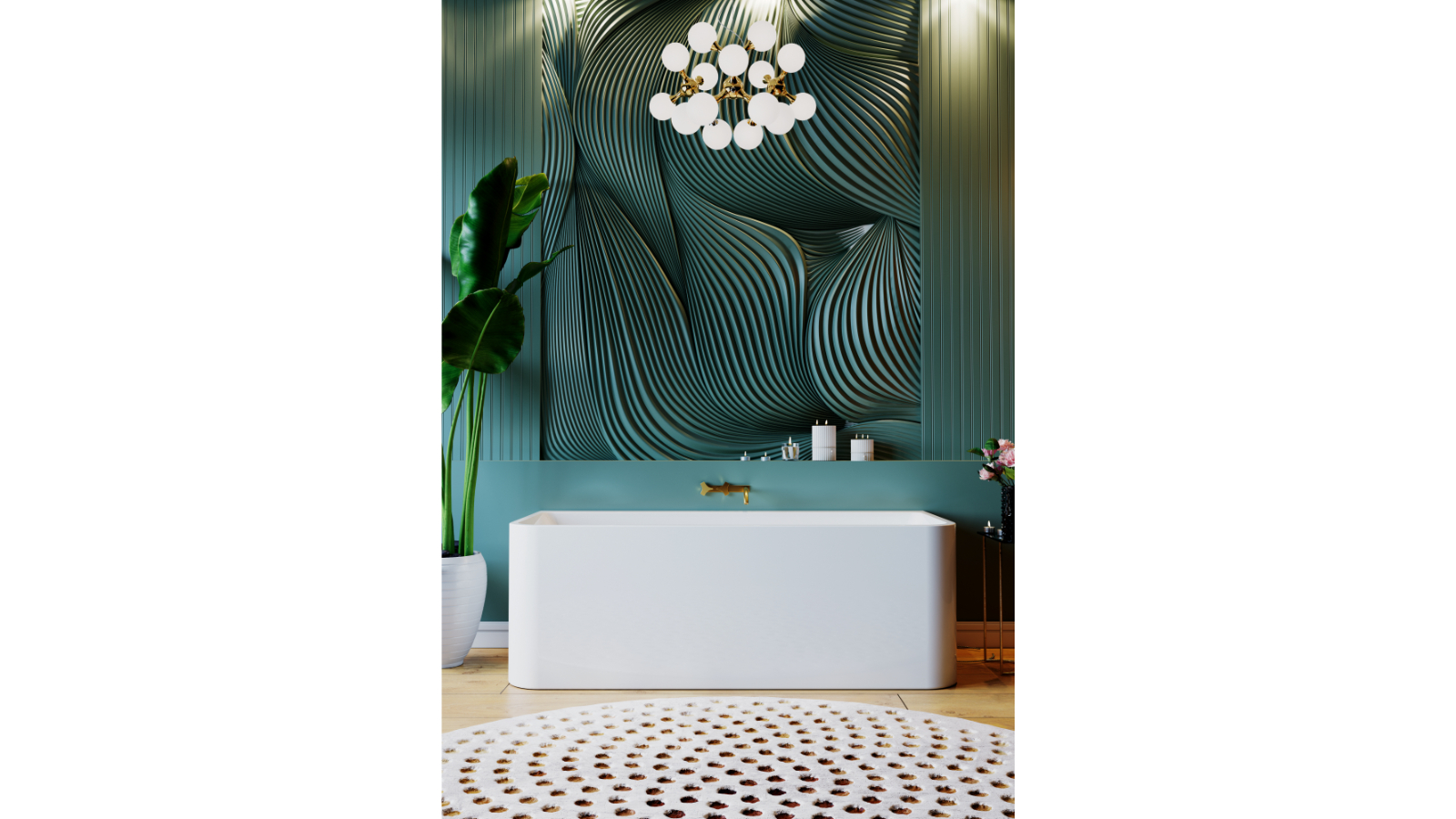 BelBagno Alto 1500mm Back To Wall Bath - Semi Gloss White