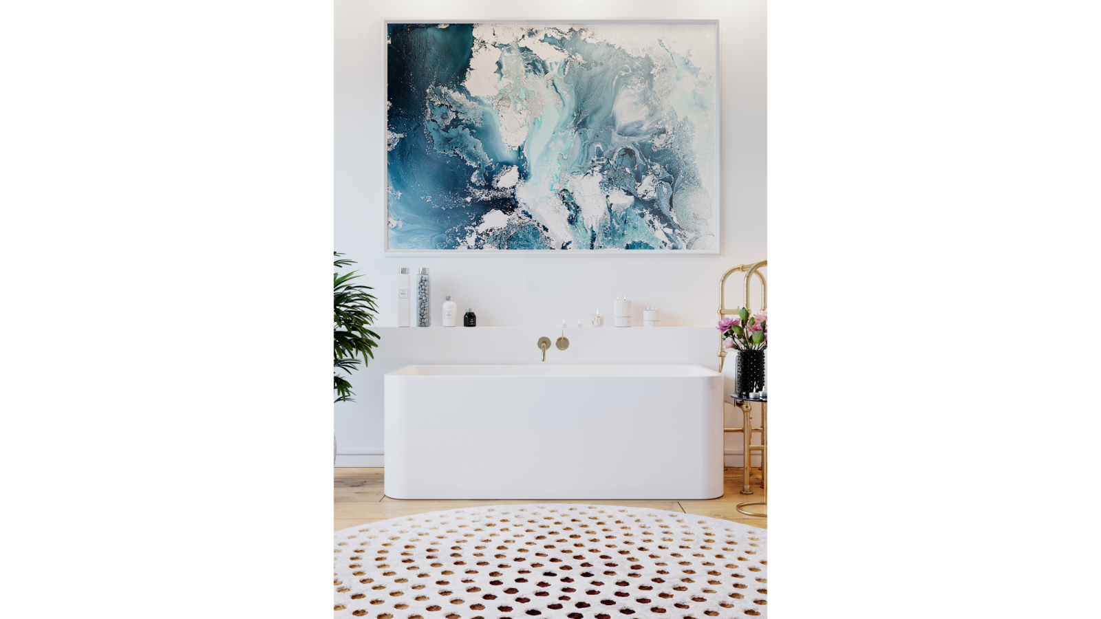 BelBagno Alto 1700mm Back To Wall Bath - Semi Gloss White