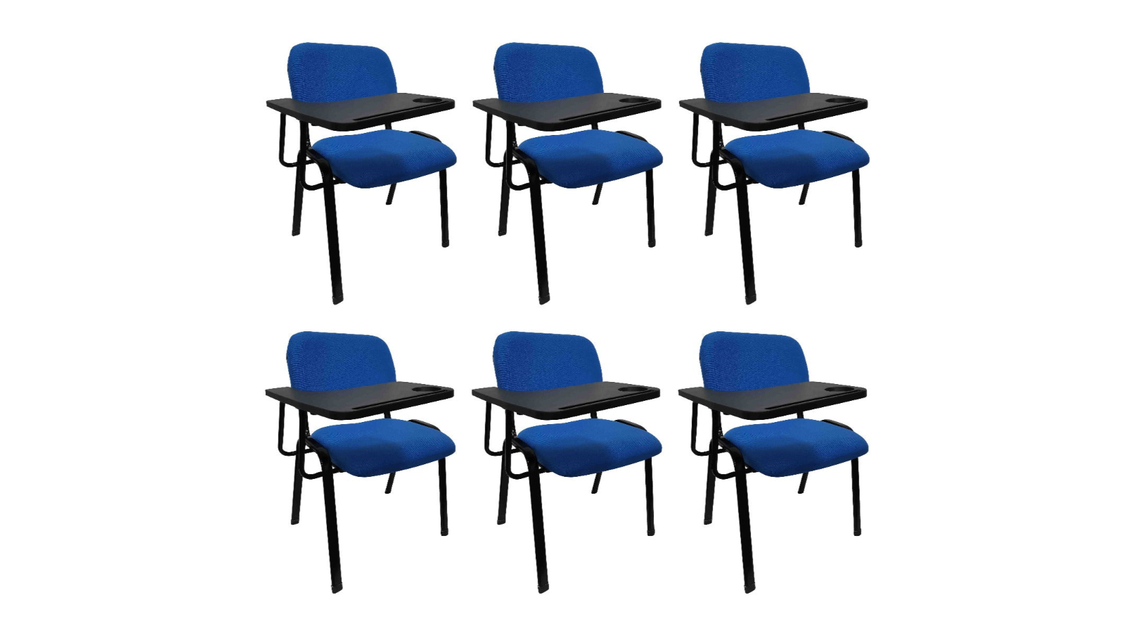 NNECN Set of 6 Lecture Chair with Table Top for Classroom Lecture Training Conference - Blue