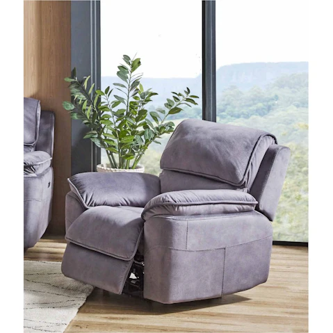 Memphis Fabric Powered Recliner Armchair - Shadow