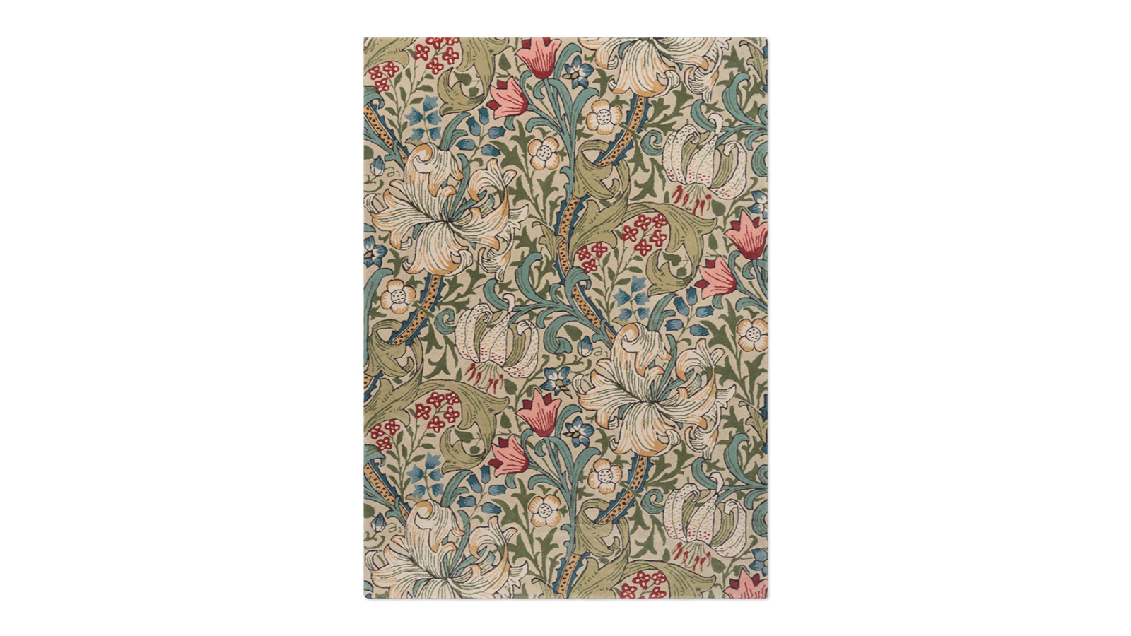 Morris & Co Golden Lily Green/Red 130107 Rug