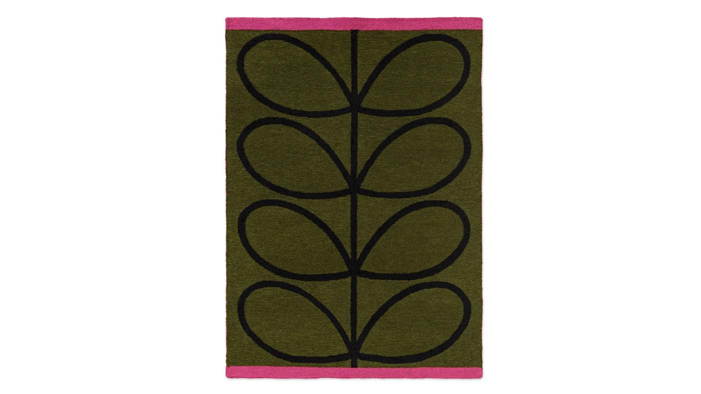 Orla Kiely 464407 Linear Stem Olive Outdoor Rug - 230 x 160cm