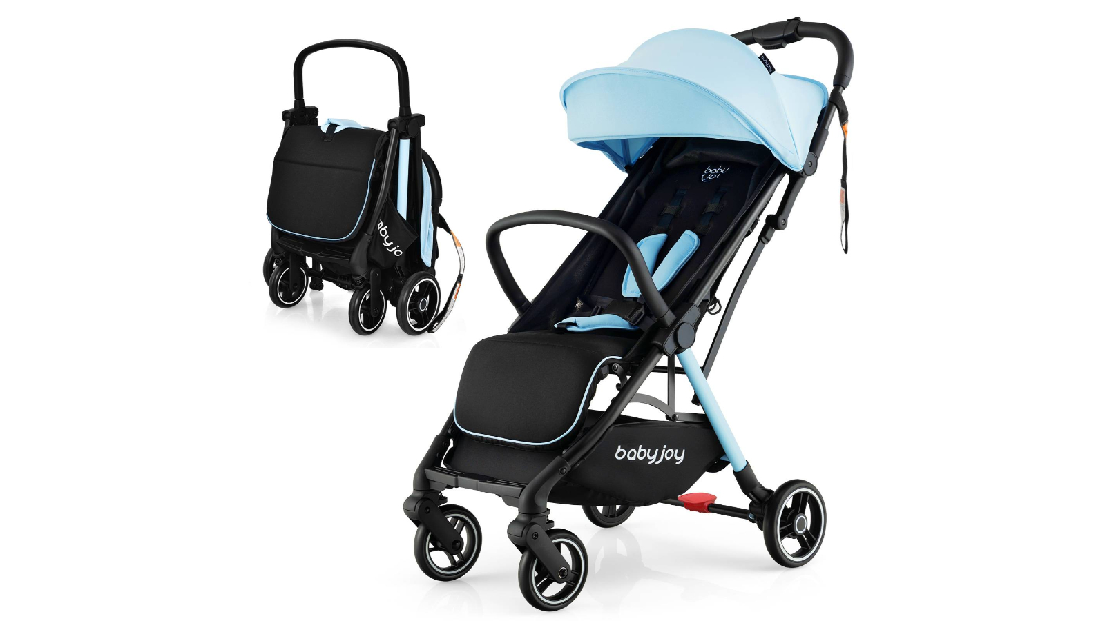Costway Portable Stroller with Canopy and Storage Basket - Blue
